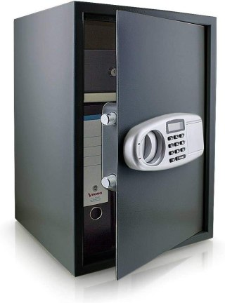 Sejf elektroniczny grafitowy solidny zamek montaż regulowana półka Czarny