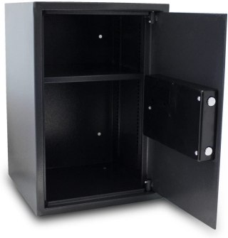 Sejf elektroniczny grafitowy solidny zamek montaż regulowana półka Czarny