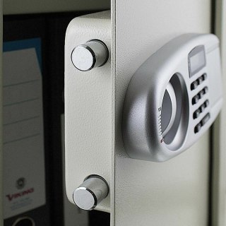 Sejf elektroniczny jasnoszary podwójny zamek regulowana półka