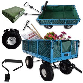 Wózek Ogrodowy 300 kg Pneumatyczne Koła Demontowalne Ścianki Stalowy Kosz