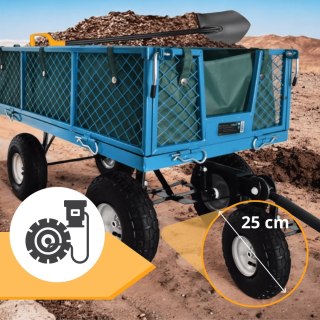 Wózek Ogrodowy 300 kg Pneumatyczne Koła Demontowalne Ścianki Stalowy Kosz