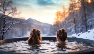 Balia z hydromasażem Jacuzzi do ogrodu z piecem zewnętrznym 8 osób