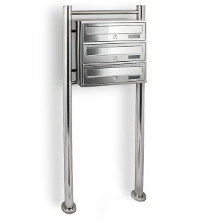 Skrzynka lokatorska 3 komorowa stal nierdzewna na stojaku euro zamek