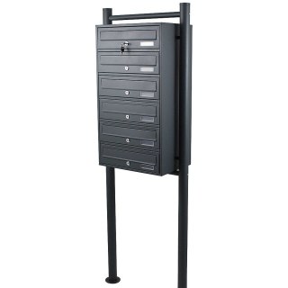Skrzynka lokatorska 6 komór stal nierdzewna stojąca grafit zewnętrzna